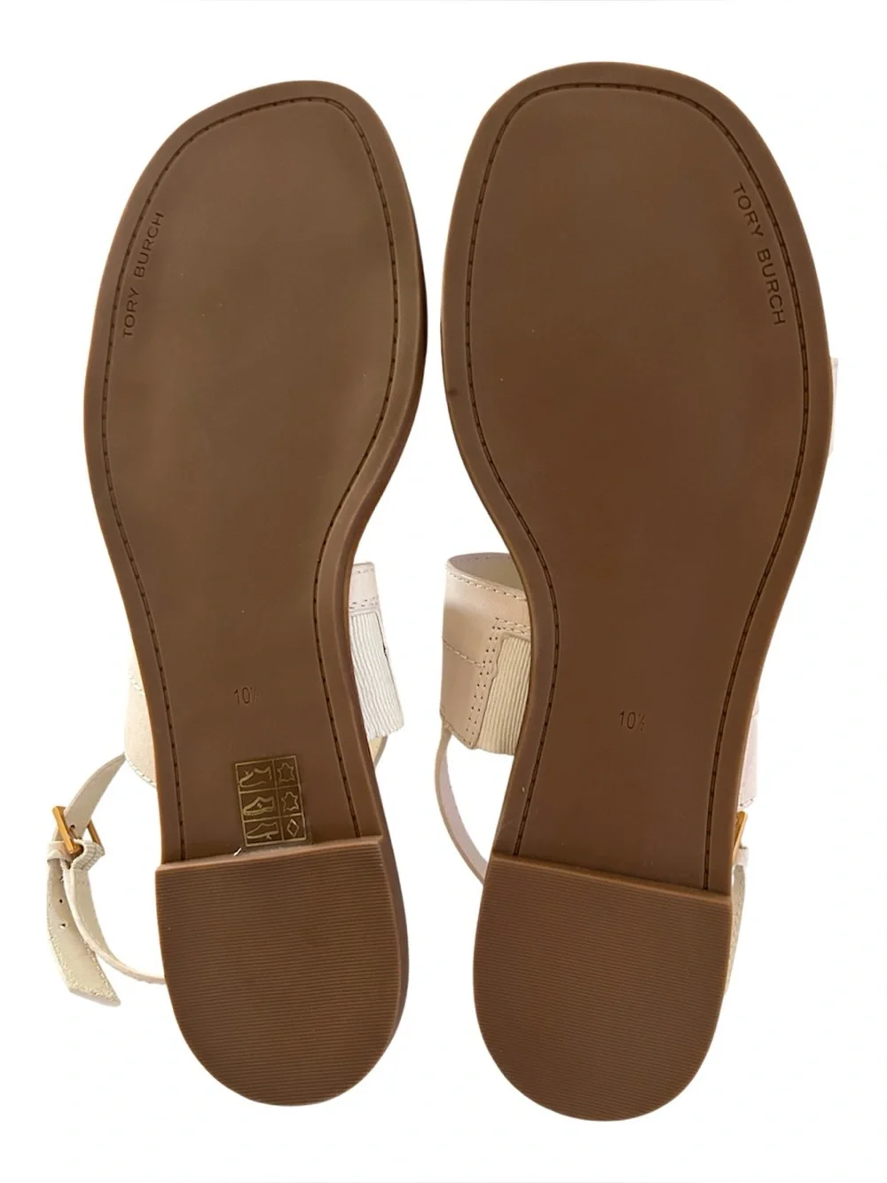 TORY BURCH Mini Everly Back Strap Leather Sandal In Ivory, Size 10.5, NWT no box